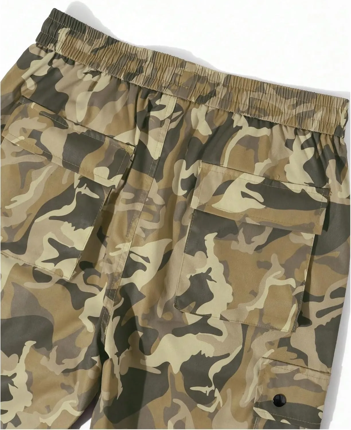 OYOANGLE Men's Camo Print Drawstring Waist Casual Baggy Cargo Pants Streetwear with Pocket