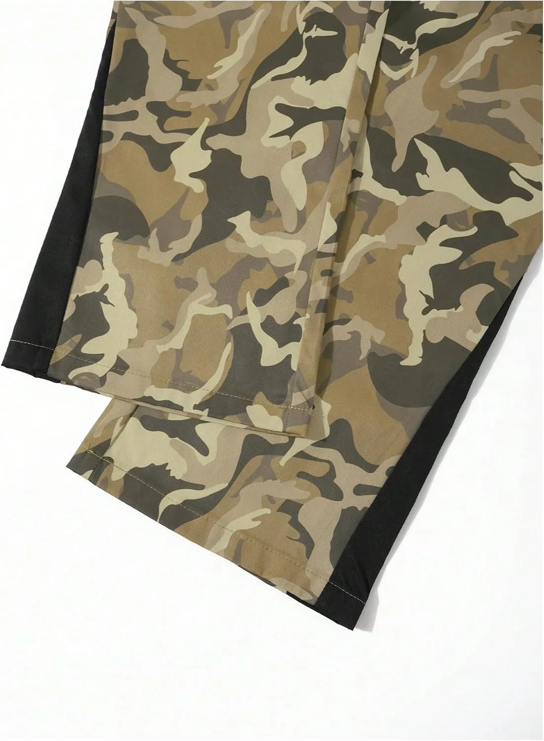 OYOANGLE Men's Camo Print Drawstring Waist Casual Baggy Cargo Pants Streetwear with Pocket