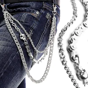 Pants Chain for Men Women,Biker Skull Chain Wallet,Long Cool EMO Punk Trousers Pocket Belt Key Chains for Hip Hop Rock Jean Gothic