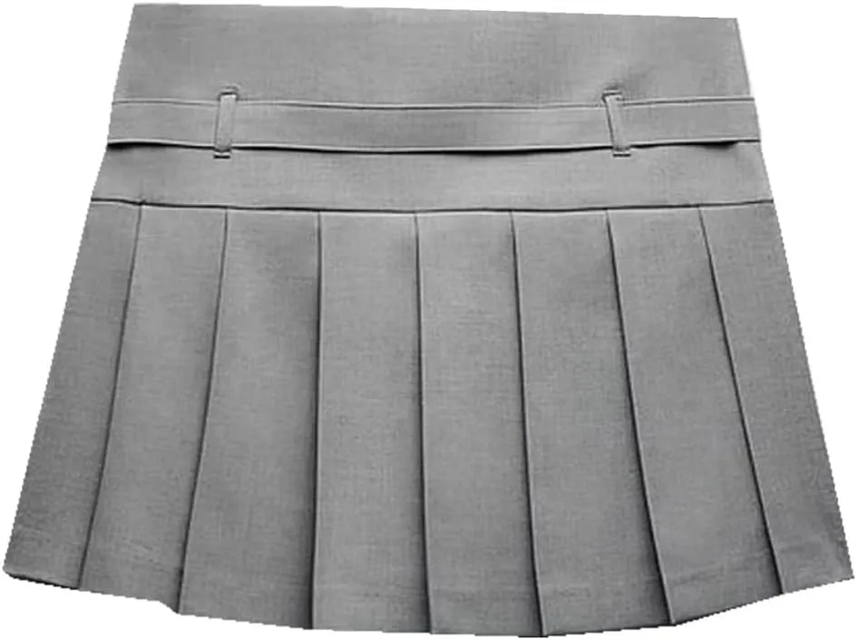 Perbai Womens Mini Pleated Skirt Sexy Y2K Low Waist A Line Club Tennis Short Skater Skirt