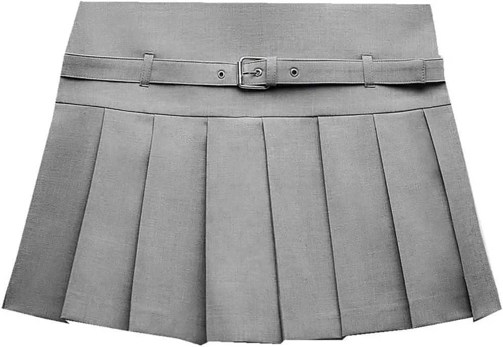 Perbai Womens Mini Pleated Skirt Sexy Y2K Low Waist A Line Club Tennis Short Skater Skirt