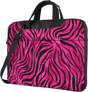 Pink Zebra Print Laptop Bag, Zebra Skin Laptop Case Sleeve Women Men Messenger Shoulder Bag Briefcases 15.6 Inch