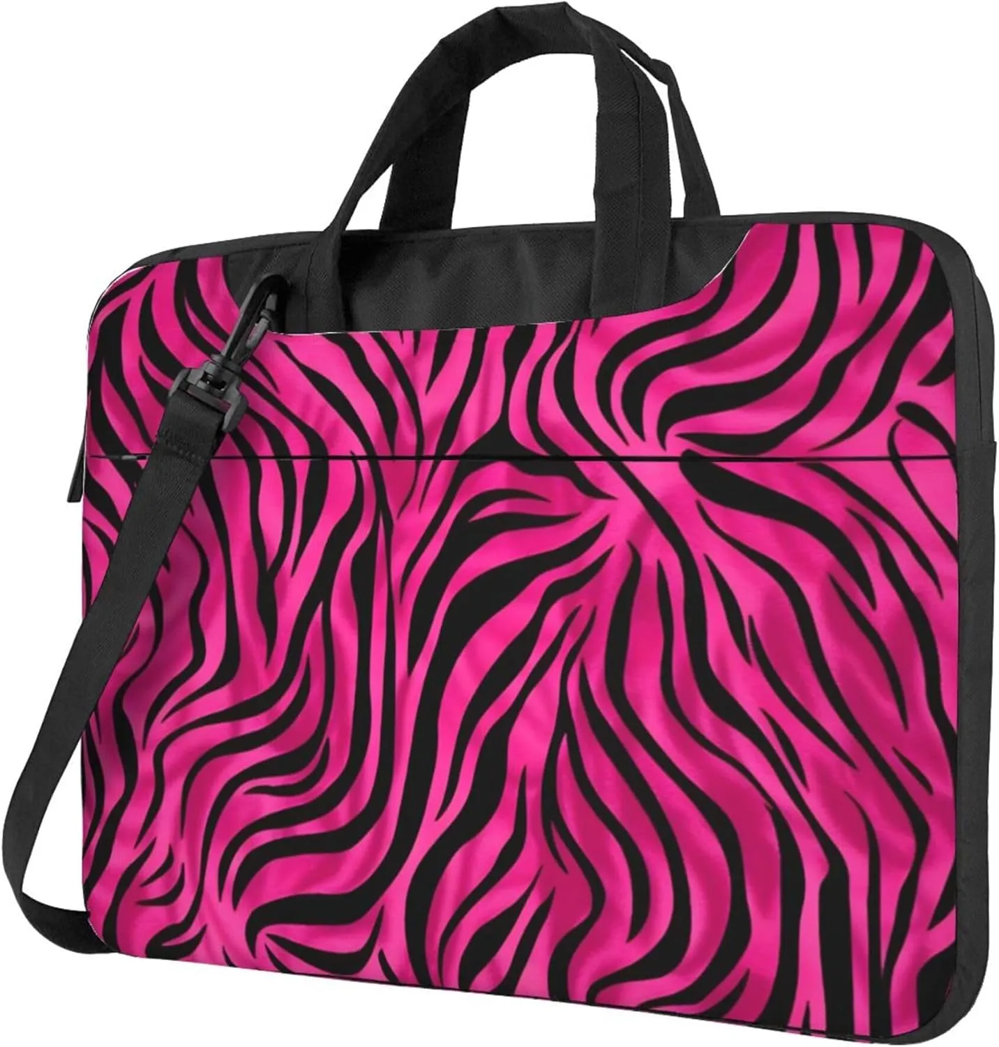 Pink Zebra Print Laptop Bag, Zebra Skin Laptop Case Sleeve Women Men Messenger Shoulder Bag Briefcases 15.6 Inch