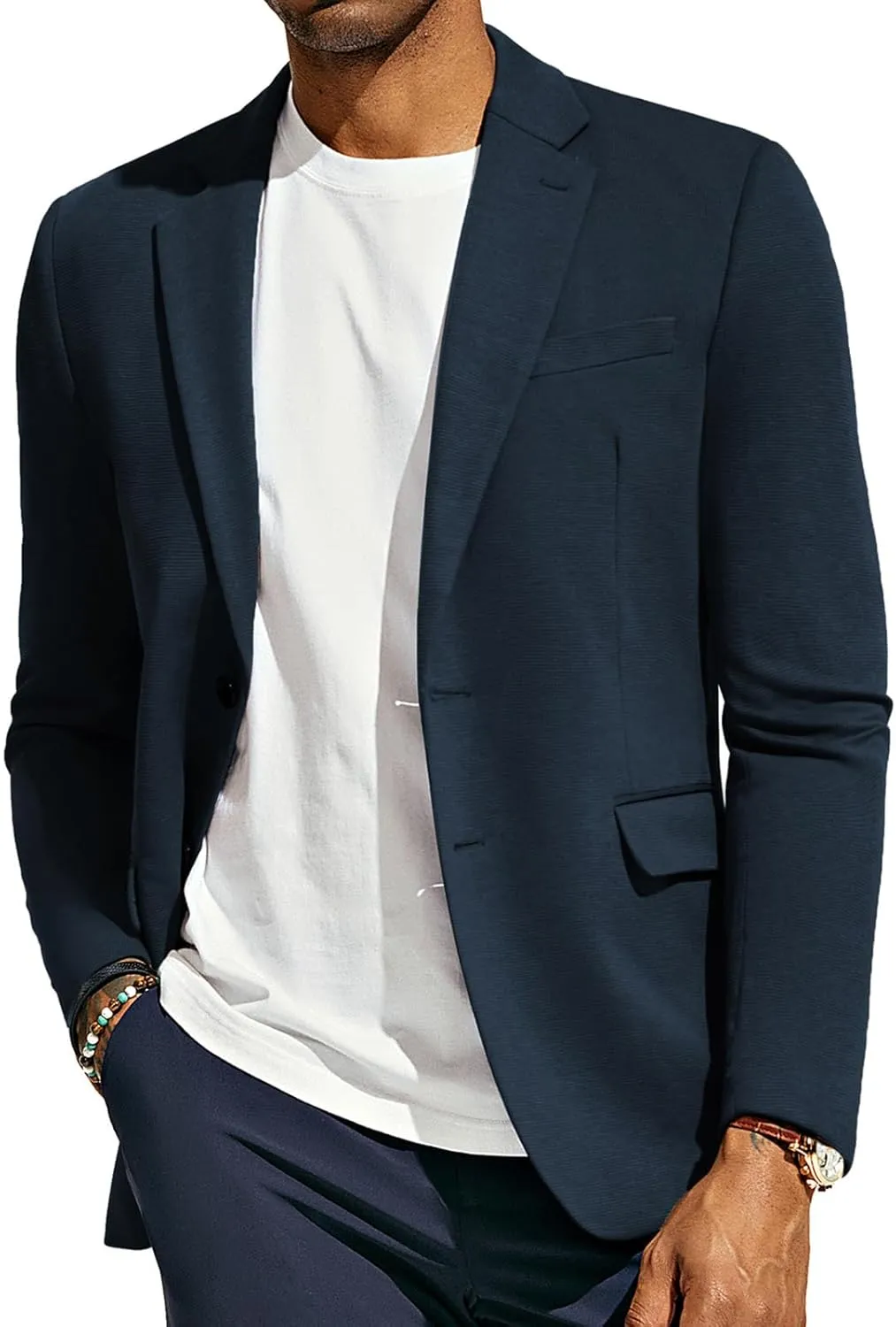 PJ Paul Jones Men's Herringbone Blazer Jacket Lightweight Casual Knit Sport Coat