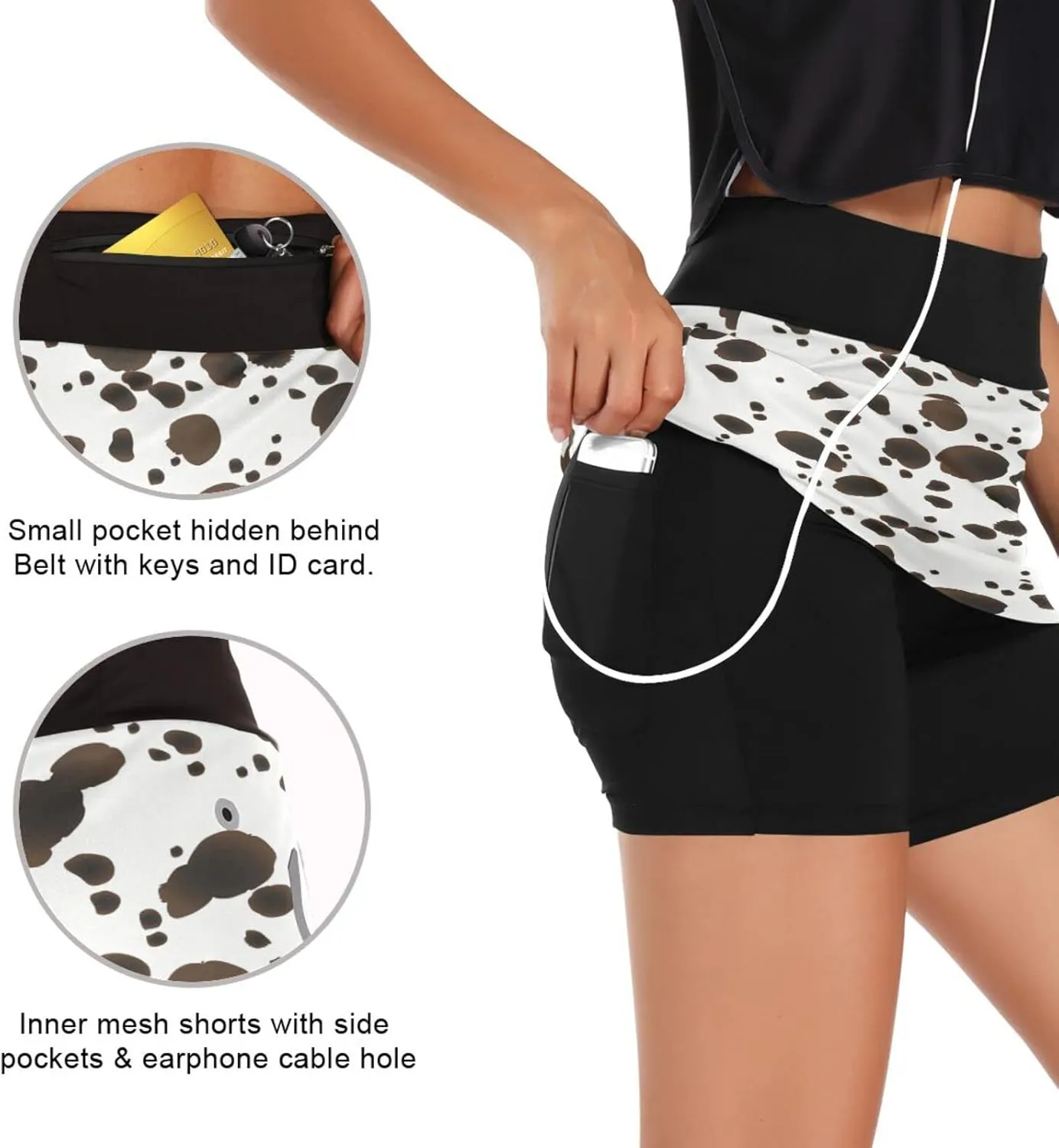 Plaaee Tennis Skorts Skirts for Women Squares Checkered Lattice Orange White Athletic Skort Workout Sports Skirt S
