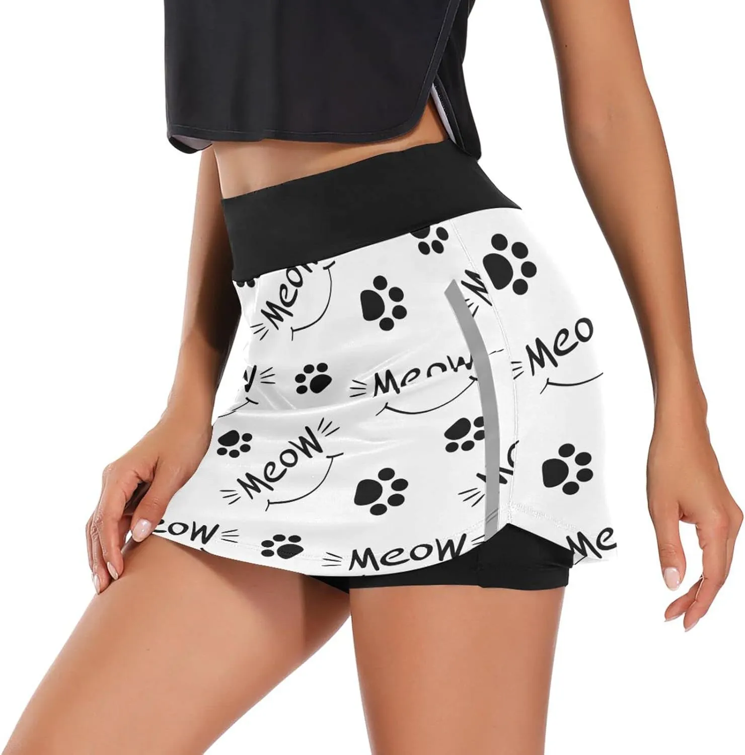 Plaaee Tennis Skorts Skirts for Women Squares Checkered Lattice Orange White Athletic Skort Workout Sports Skirt S
