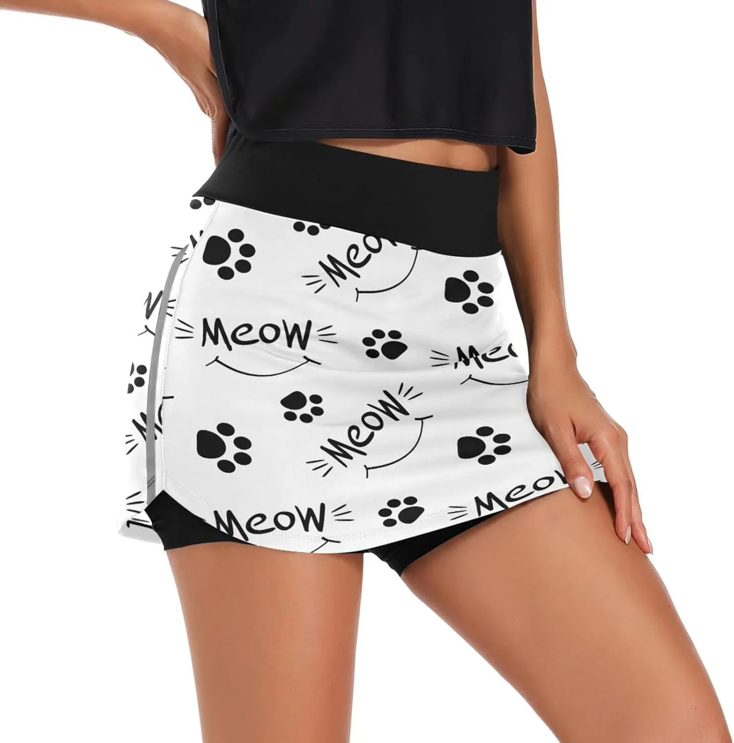 Plaaee Tennis Skorts Skirts for Women Squares Checkered Lattice Orange White Athletic Skort Workout Sports Skirt S