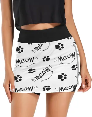 Plaaee Tennis Skorts Skirts for Women Squares Checkered Lattice Orange White Athletic Skort Workout Sports Skirt S