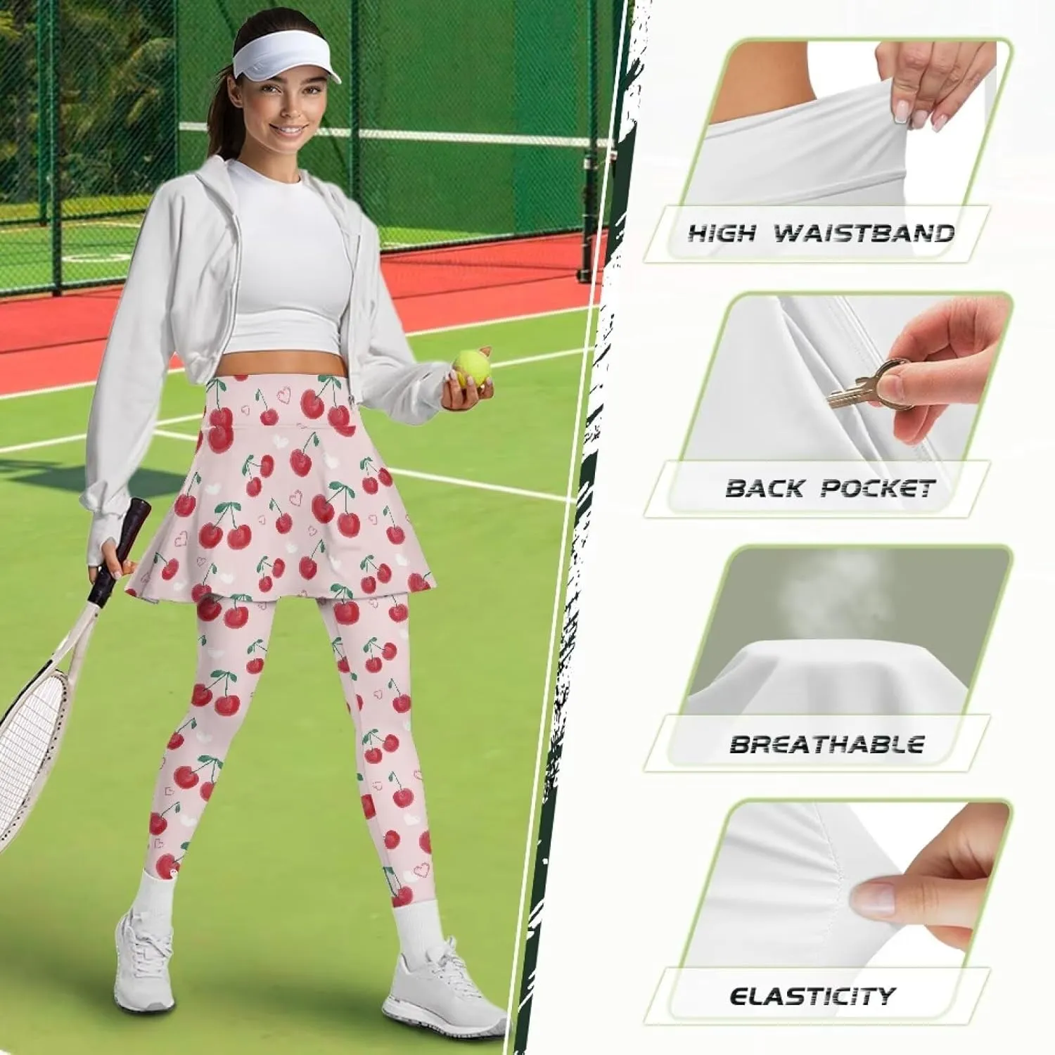 POLERO Womens Short Skirts Tennis Leggings Tummy Control High Waisted Yoga Pants Modest Casual Outfits