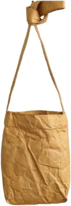 PVC Bucket Bag Women Slouchy Kraft Paper Hobo Bags Satchels Crescent Shoulder Bag Crossbody Purse Top-handle Tote Handbag