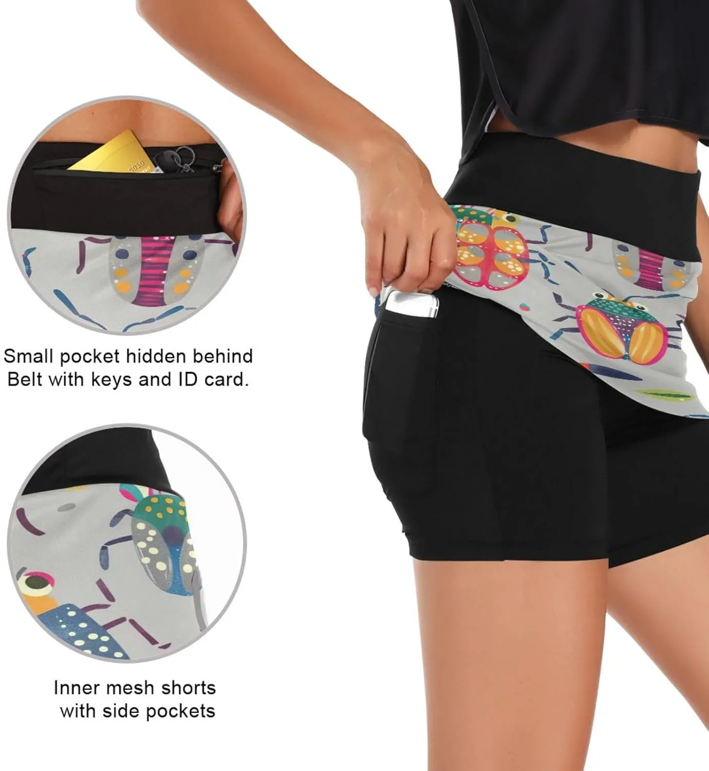 Red Lobster Athletic Skorts for Women with Pockets High Waist Skirt for Running Tennis Golf Workout