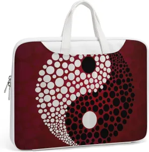 Red Wave Point Tai Chi Leather Bag Laptop Case Slim Water Resistant Computer Bags with Handle Briefcase for Work