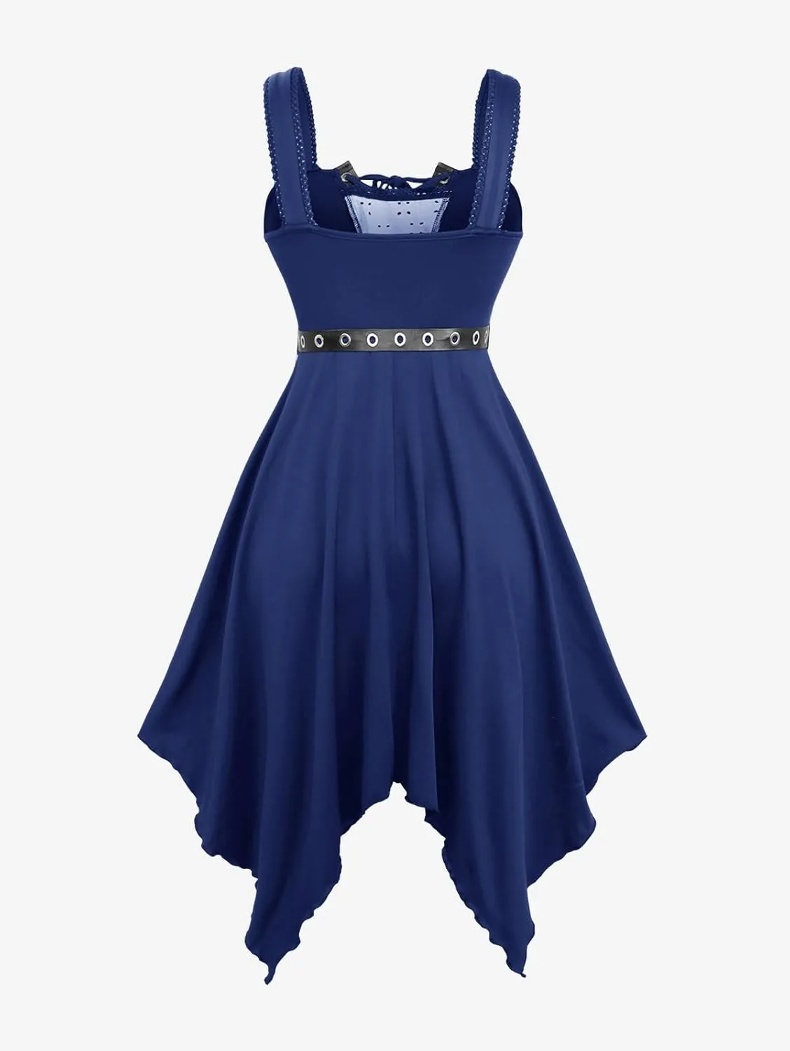 Rosegal Women Plus Size Sun Moon Star Goth Dress Chains Lace-up Grommet Sleeveless Midi Dress