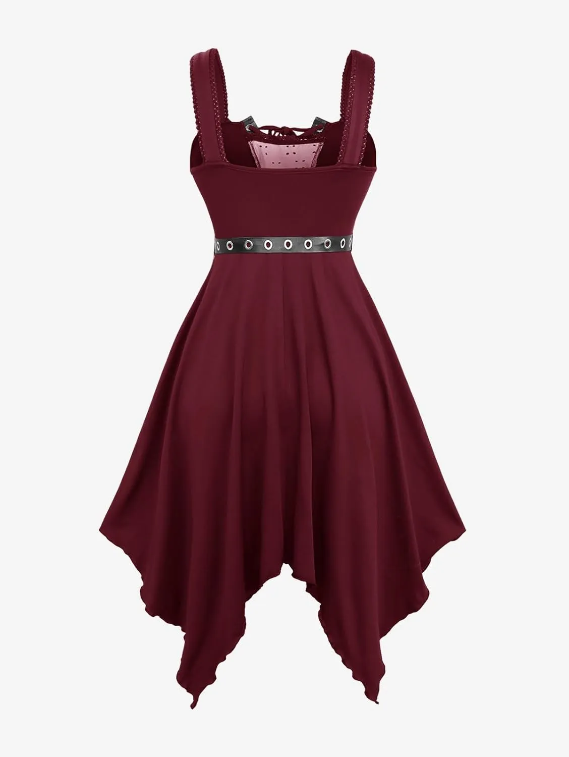 Rosegal Women Plus Size Sun Moon Star Goth Dress Chains Lace-up Grommet Sleeveless Midi Dress