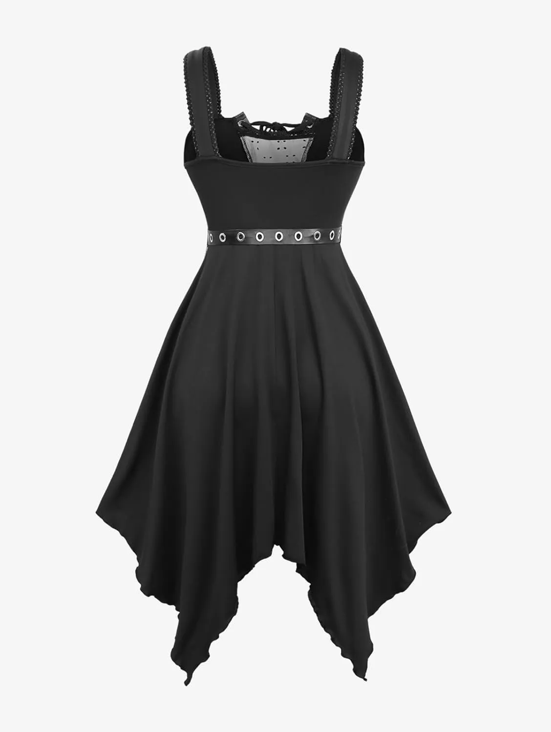 Rosegal Women Plus Size Sun Moon Star Goth Dress Chains Lace-up Grommet Sleeveless Midi Dress