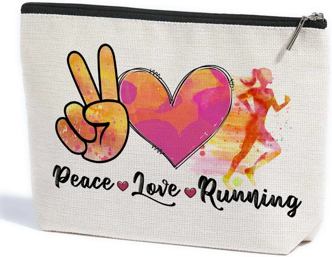 Running Gifts Women Running Makeup Bag Graduation Mothers Day Birthday Cross Country Running Gifts Runner Gifts for Women Female Sports Gym Lover Coach Marathon Lovers Daughter Sister Cosmetic Bag