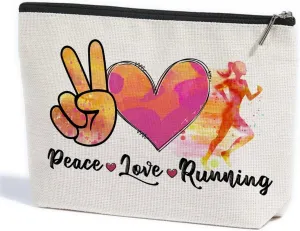 Running Gifts Women Running Makeup Bag Graduation Mothers Day Birthday Cross Country Running Gifts Runner Gifts for Women Female Sports Gym Lover Coach Marathon Lovers Daughter Sister Cosmetic Bag