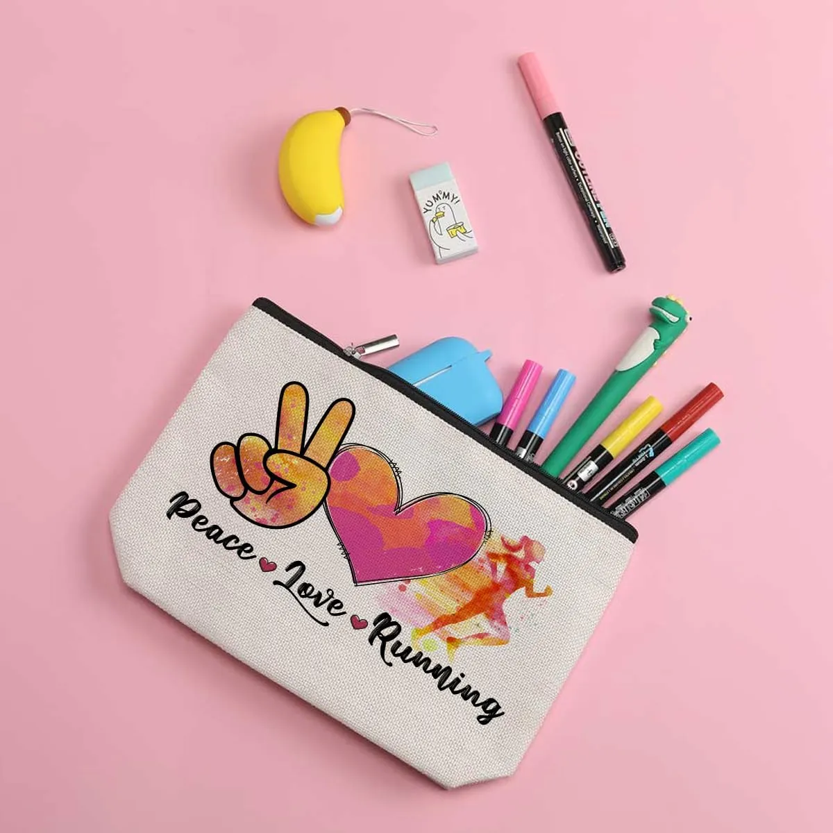 Running Gifts Women Running Makeup Bag Graduation Mothers Day Birthday Cross Country Running Gifts Runner Gifts for Women Female Sports Gym Lover Coach Marathon Lovers Daughter Sister Cosmetic Bag