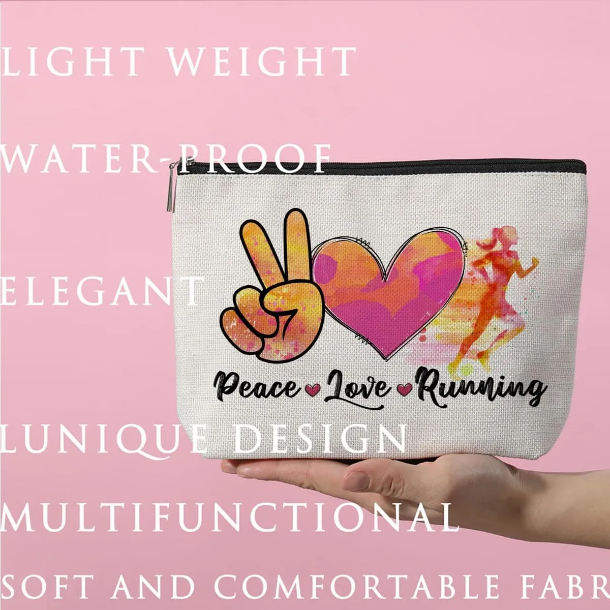 Running Gifts Women Running Makeup Bag Graduation Mothers Day Birthday Cross Country Running Gifts Runner Gifts for Women Female Sports Gym Lover Coach Marathon Lovers Daughter Sister Cosmetic Bag