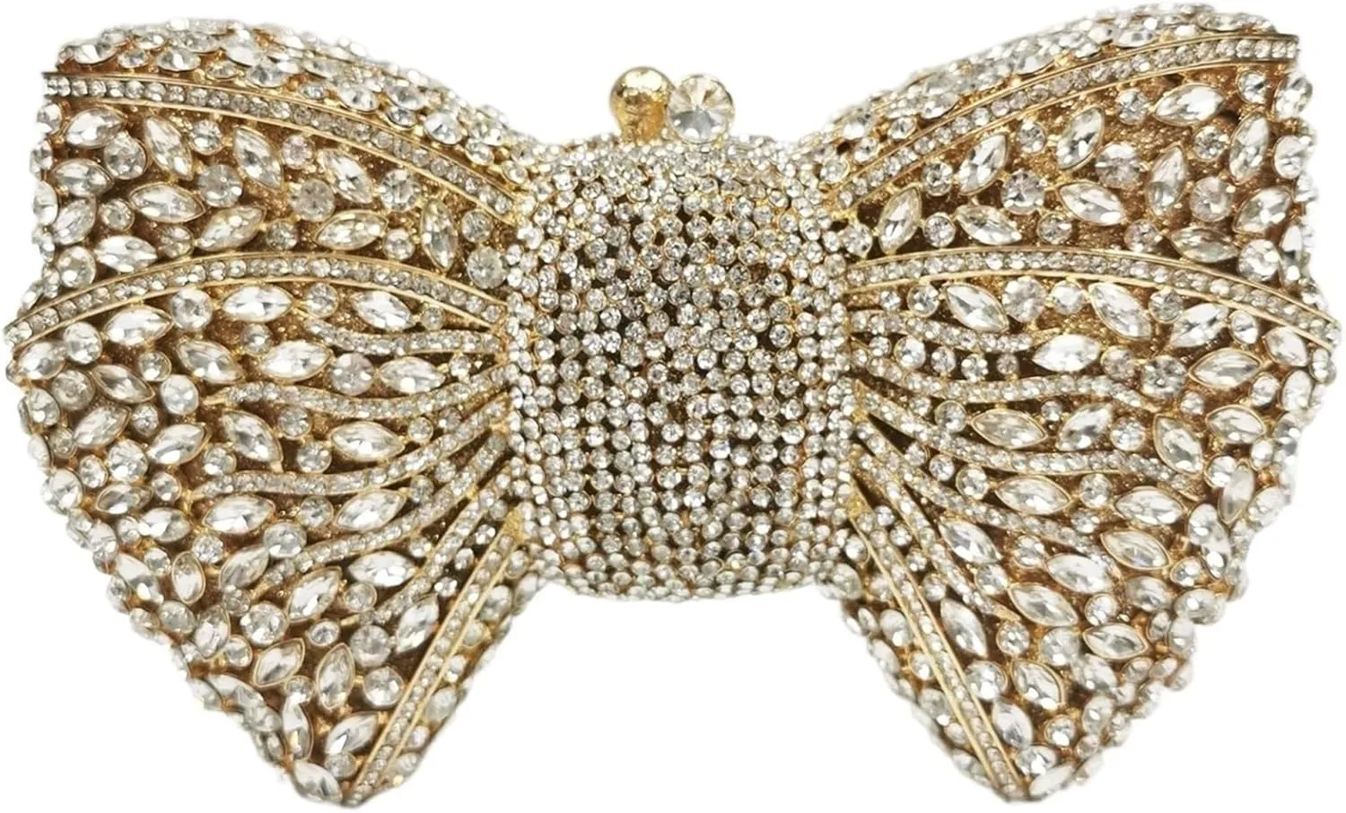 Sangeuhhlk Womens Bowknot Shaped Evening Handbag Luxury Sparkling Crystal Clutch Chains Shoulder Bag for Party Wedding Prom(B)