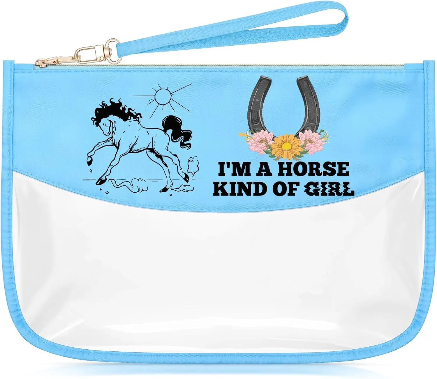 Sazuwu Horse Lover Gifts for Women Adults Makeup Cosmetic Organizer Bag Animal Themed Birthday Decorations Equestrian Gifts for Girls Valentines Christmas Zipper Makeup Pouch