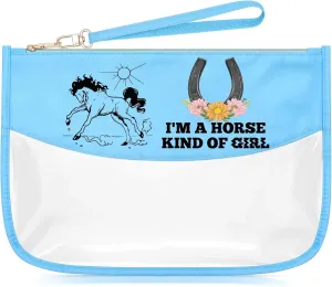 Sazuwu Horse Lover Gifts for Women Adults Makeup Cosmetic Organizer Bag Animal Themed Birthday Decorations Equestrian Gifts for Girls Valentines Christmas Zipper Makeup Pouch