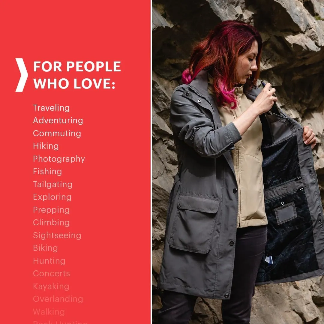 SCOTTeVEST Rhonda Jacket for Women - 20 Hidden Pockets - Water Repellent Trench Coat for Travel & More