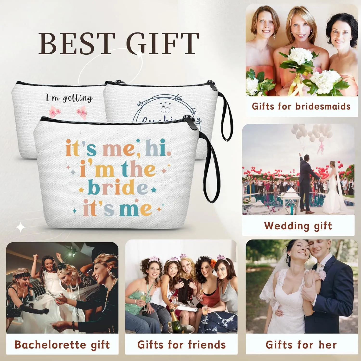 SEAMOON Bridal Shower Gift Set - Bachelorette & Engagement Gifts for Bride-to-Be, Makeup Bag for Maid of Honor & Friends