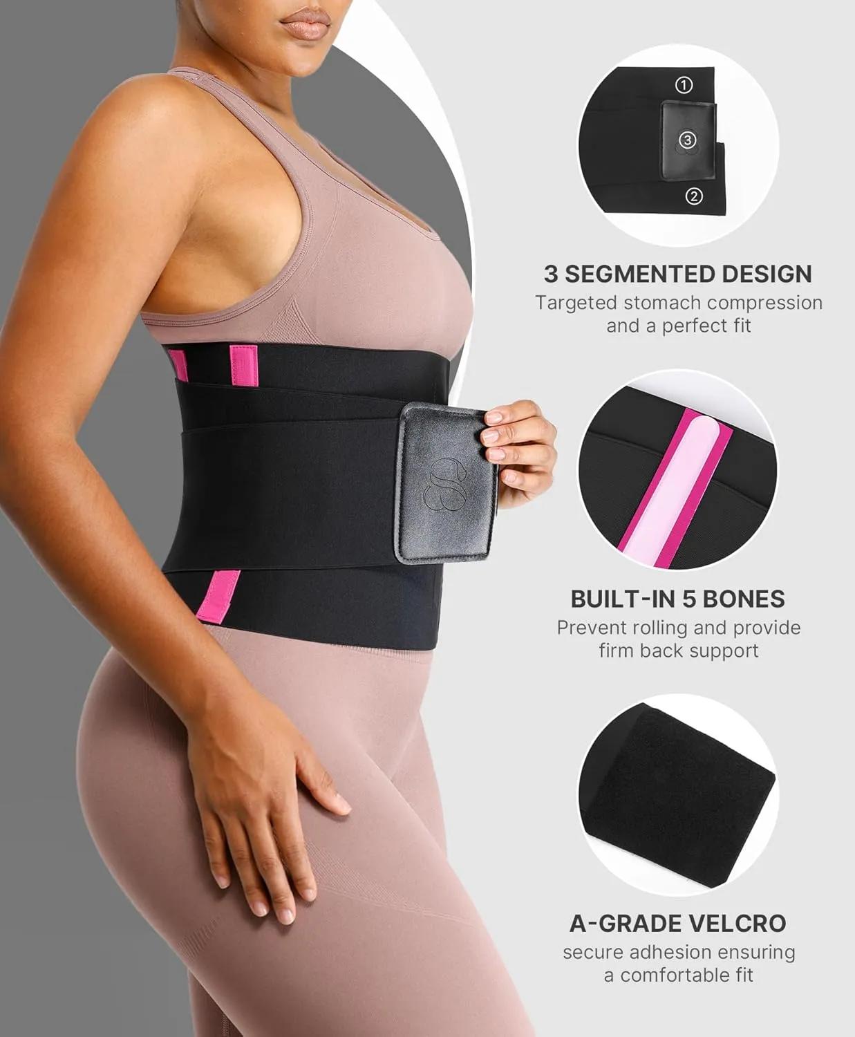 SHAPELLX Waist Trainer for Women Waist Cincher Corset Shapewear Body Shaper Tummy Control Stomach Belt Postpartum Band