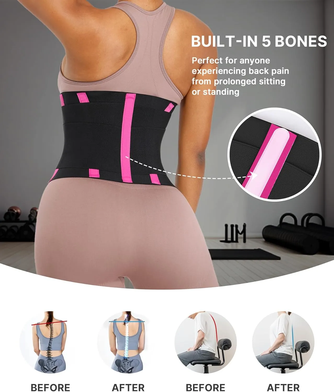 SHAPELLX Waist Trainer for Women Waist Cincher Corset Shapewear Body Shaper Tummy Control Stomach Belt Postpartum Band