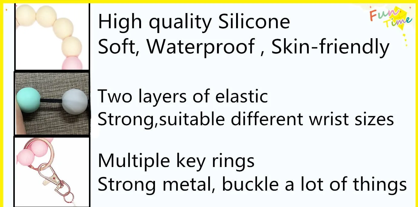 Sither Silicone Keychain Ring for Women Cute Keyring Bracelet Wristlet Beaded Bangle Key Chain Car Keychain Holder for Mom Gift (blue)