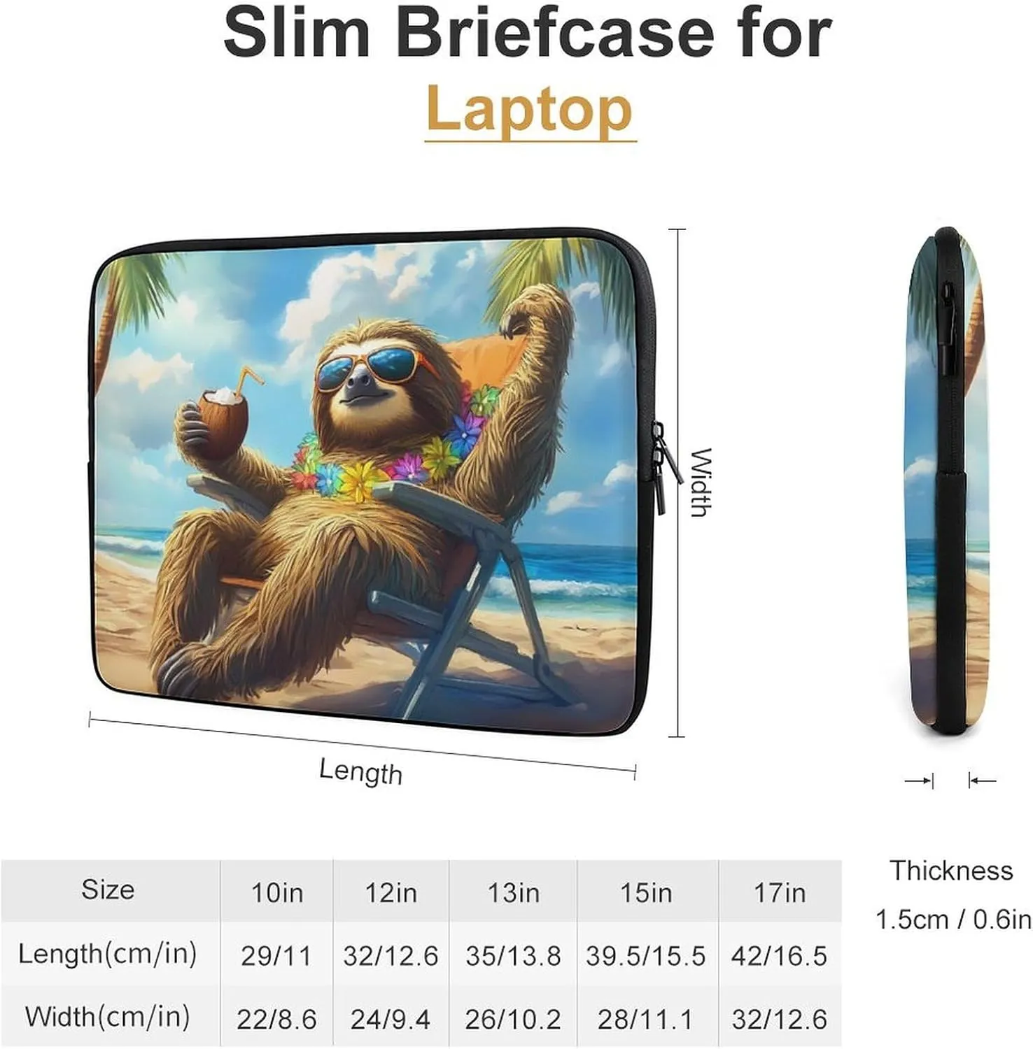 Sloth Laptop Case Sleeve Bag 12inch Durable Shockproof Protective Computer Carrying Cover Briefcase