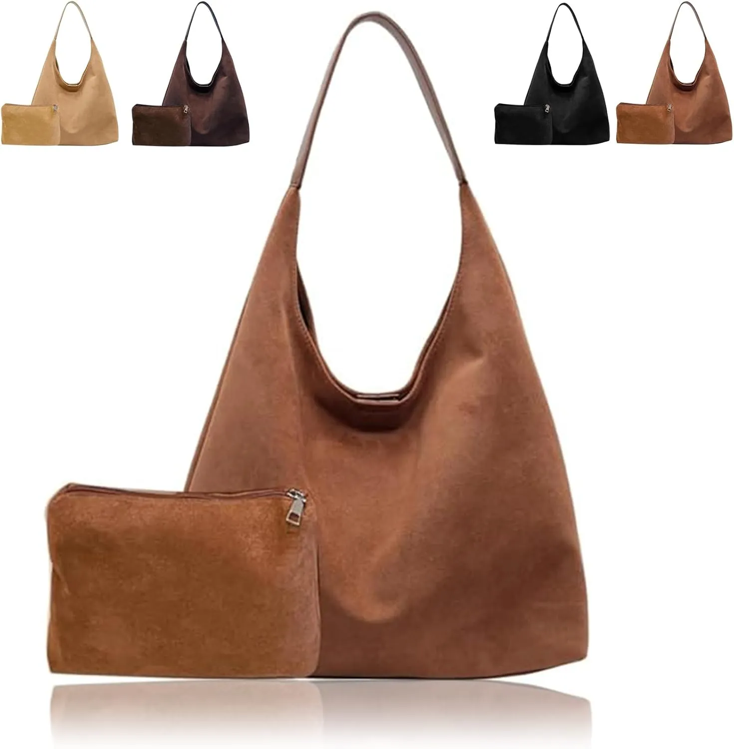 Slouchy Hobo Bags Women Suede Crescent Satchels Shoulder Bag Crossbody Purse,Brown Suede Bag,Slouchy Suede Tote Bag