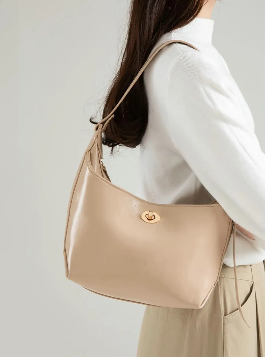 Slouchy PU Leather Crescent Hobo Bags Women Trendy Underarm Crossbody Purse Shoulder Bag Satchels Top-handle Tote Handbag