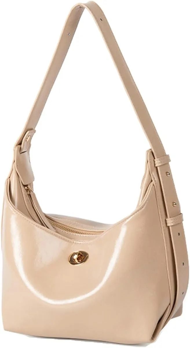 Slouchy PU Leather Crescent Hobo Bags Women Trendy Underarm Crossbody Purse Shoulder Bag Satchels Top-handle Tote Handbag