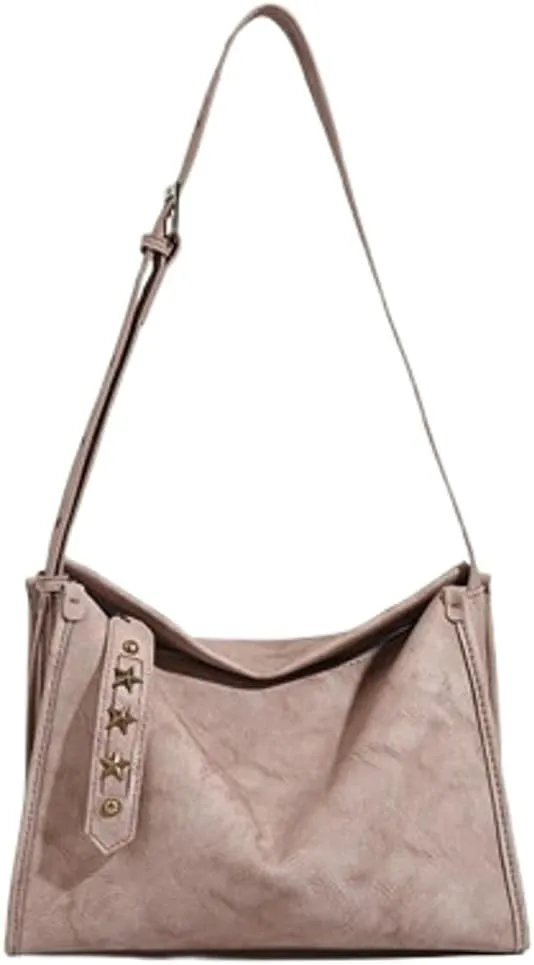Slouchy PU Leather Hobo Bags Women Trendy Shoulder Bag Crescent Crossbody Phone Purse Cute Satchels Box Bag Tote Handbag