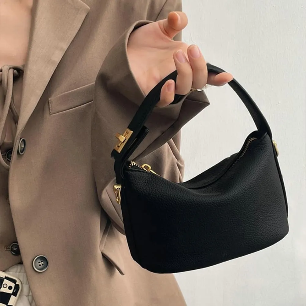 Slouchy PU Leather Hobo Bags Women Trendy Shoulder Bag Crescent Crossbody Purse Top-handle Satchels Bag Cute Tote Handbag