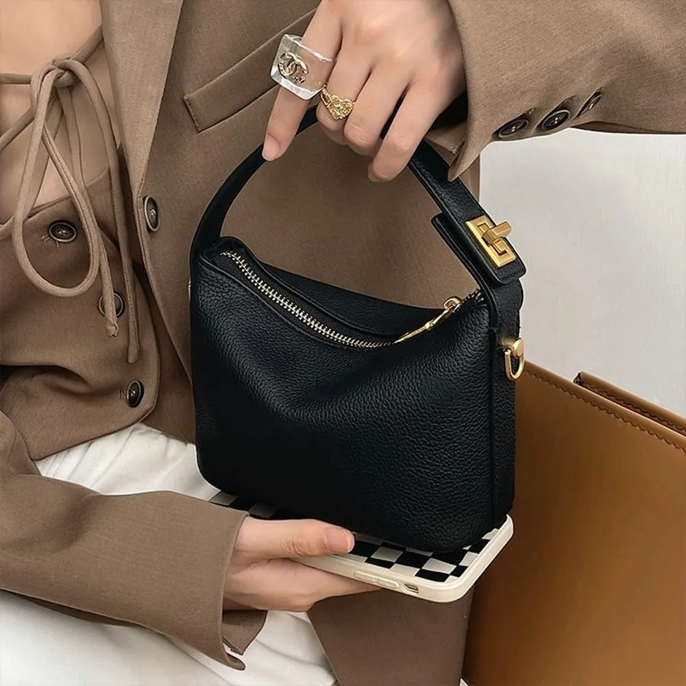Slouchy PU Leather Hobo Bags Women Trendy Shoulder Bag Crescent Crossbody Purse Top-handle Satchels Bag Cute Tote Handbag