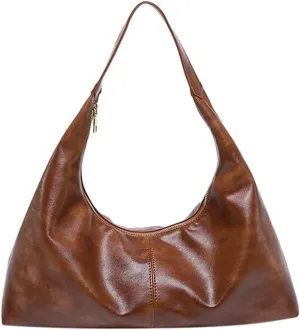 Slouchy PU Leather Hobo Bags Women Trendy Shoulder Bag Cute Crescent Crossbody Phone Purse Satchels Top-Handle Tote Handbag