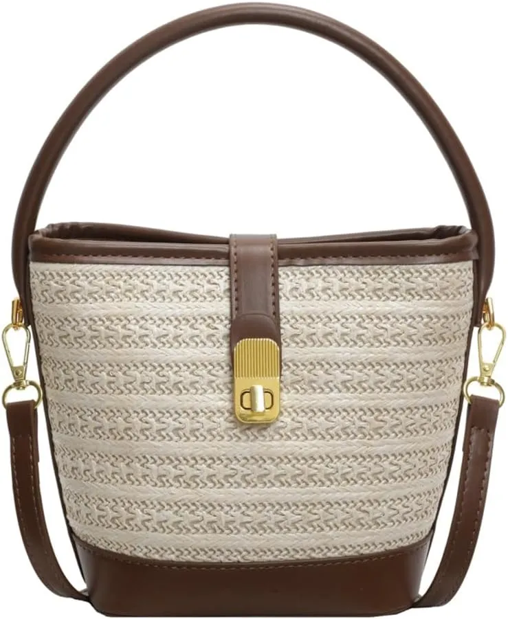 Slouchy Woven Shoulder Handbags for Women Bucket Bag Boho-style Crossbody Purse Ladies Satchels Commuter Bag