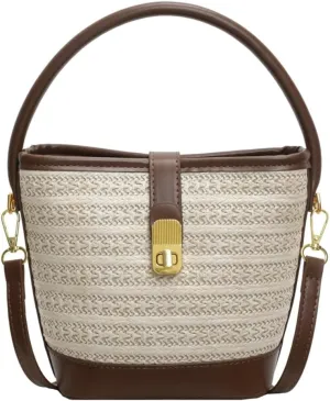 Slouchy Woven Shoulder Handbags for Women Bucket Bag Boho-style Crossbody Purse Ladies Satchels Commuter Bag