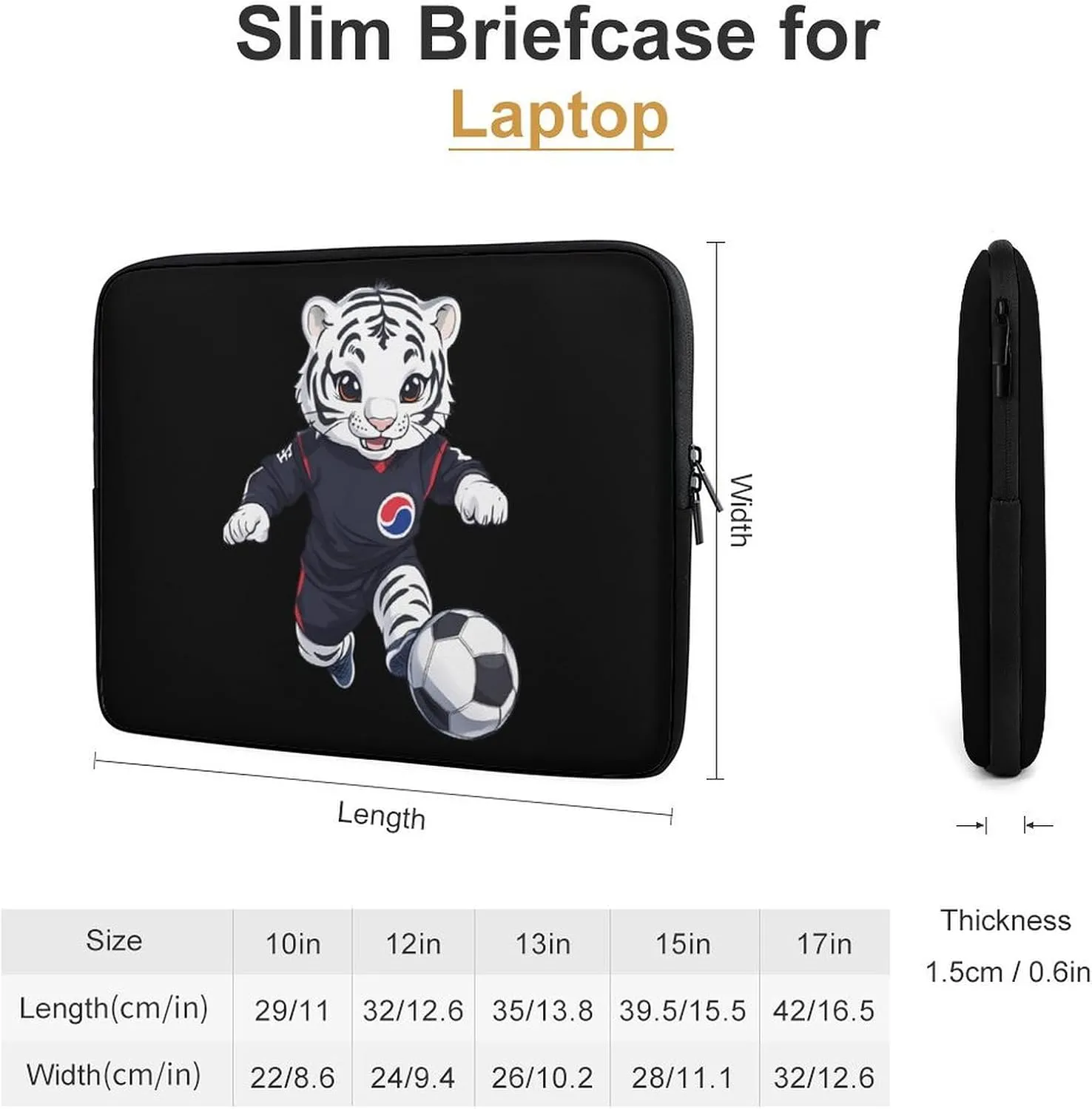 South Korean Soccer Football Fan Tiger Laptop Sleeve Laptop Bag Computer Sleeve Tablet Briefcase Carrying Bag Protective Case Bag