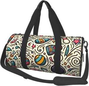 Sports Duffel Bag Bowling-Doodles-Bowl Foldable Travel Tote Bag Weekender Sleepover Carry On Bag