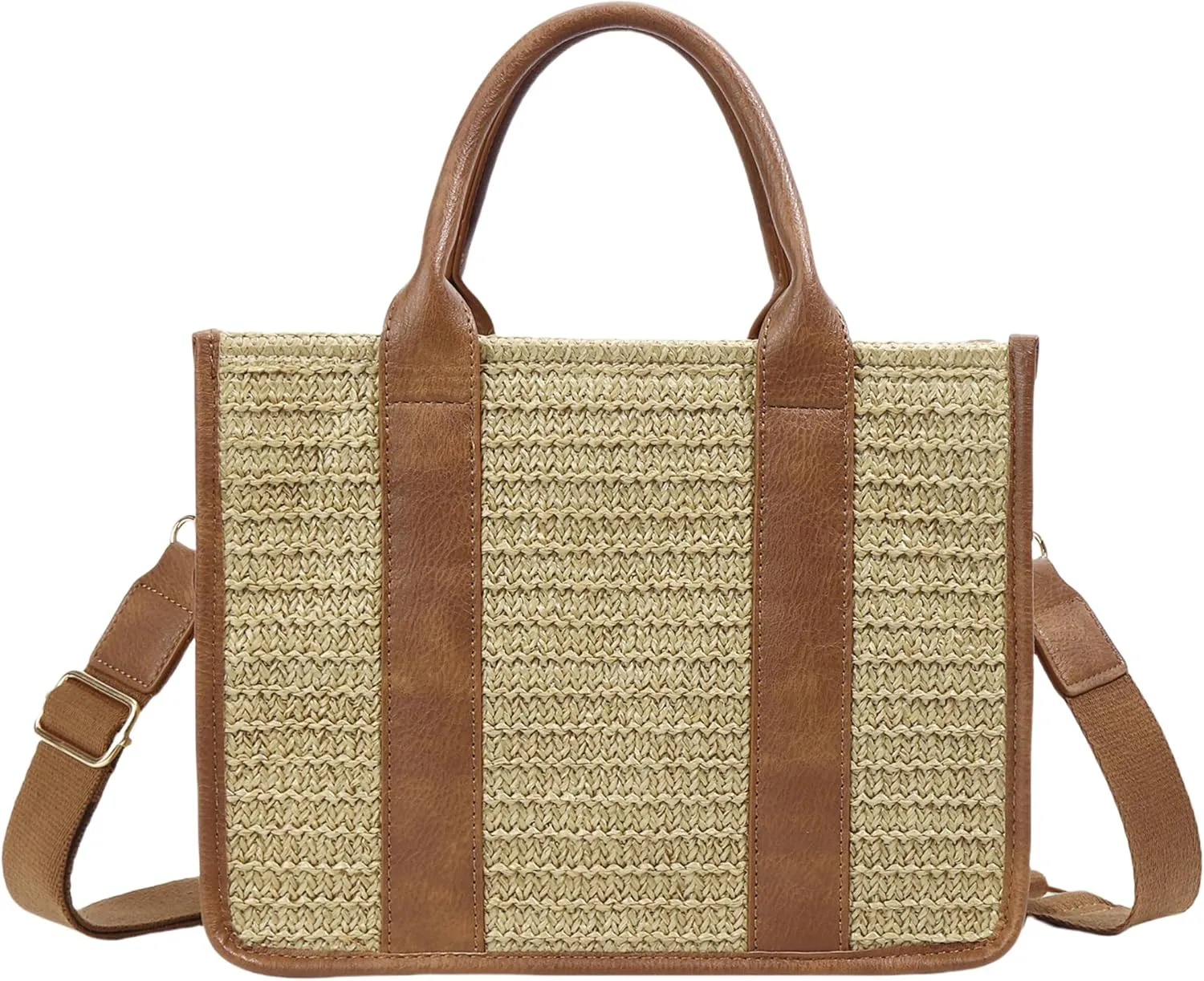 Straw Beach Tote Bag for Women, Summer Crossbody bags Boho Woven Shoulder Purse Handabg with Zip for Vacation Travel