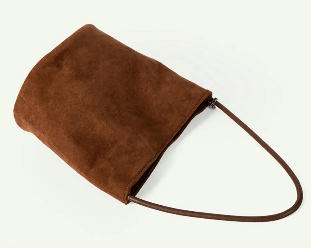 Suede Bucket Bag Shoulder Underarm Bag for Women Suede Satchels Handbag Crossbody Bag Slouchy Shoulder Bag Tote Purse