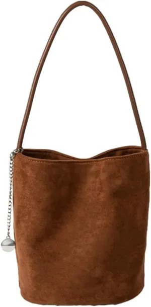 Suede Bucket Bag Shoulder Underarm Bag for Women Suede Satchels Handbag Crossbody Bag Slouchy Shoulder Bag Tote Purse