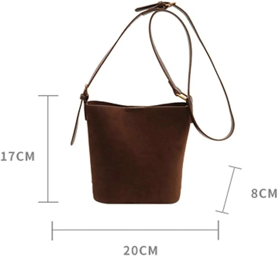 Suede Bucket Bag Shoulder Underarm Bag for Women Suede Satchels Handbag Crossbody Bag Slouchy Shoulder Bag Tote Purse