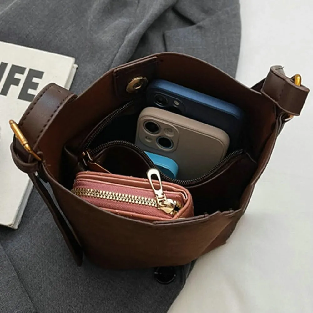 Suede Bucket Bag Shoulder Underarm Bag for Women Suede Satchels Handbag Crossbody Bag Slouchy Shoulder Bag Tote Purse