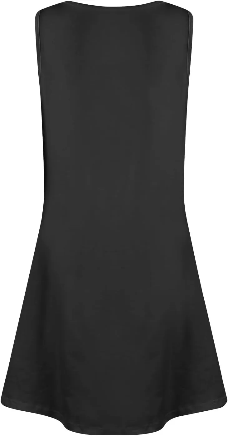 Summer Dresses for Women 2025 Boho Floral Print Sleeveless Beach Vacation Sundress T-Shirt Tank Dress with Pockets