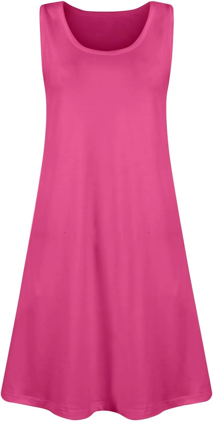 Summer Dresses for Women 2025 Boho Floral Print Sleeveless Beach Vacation Sundress T-Shirt Tank Dress with Pockets